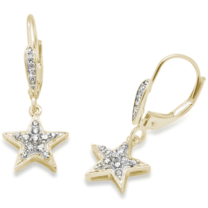 DIAMOND CLOSEOUT! .25ct G SI 14K Yellow Gold Diamond Star Dangle Drop Lever Back Earrings