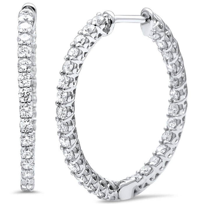 DIAMOND CLOSEOUT! 1.47ct G SI 14K White Gold Diamond Hoop Earrings