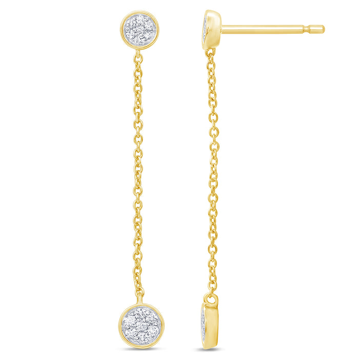 DIAMOND CLOSEOUT! .15ct G SI 14K Yellow Gold Diamond Round Shaped Drop Dangle Earrings