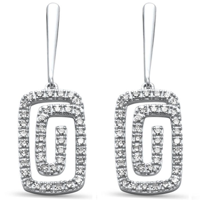 DIAMOND CLOSEOUT! .32ct G SI 14K White Gold Diamond Rectangle Swirl Drop Earrings