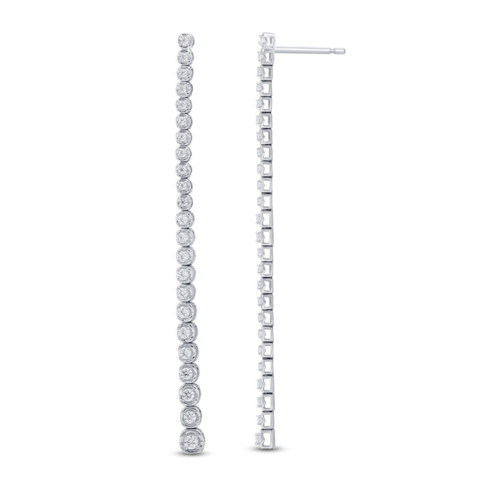SPECIAL! .79ct G SI 14K White Gold Diamond Long Chain Dangle Drop Earrings