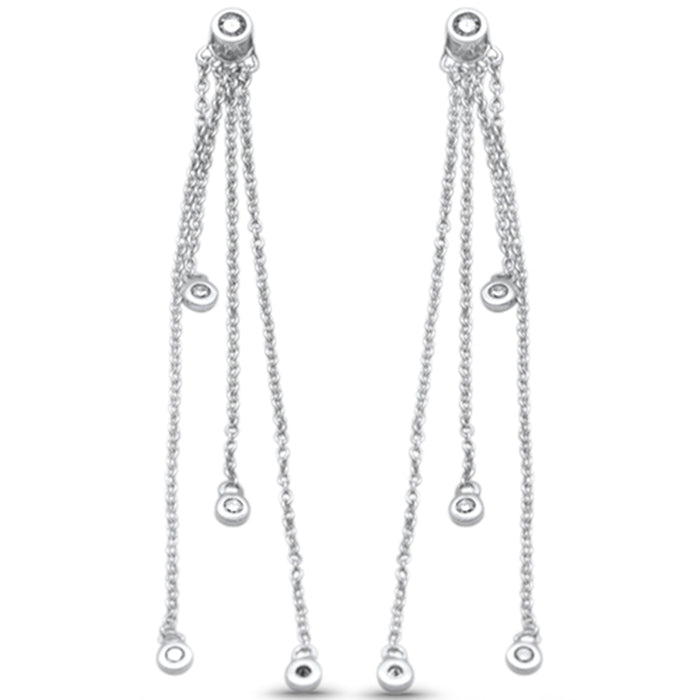 DIAMOND CLOSEOUT! .15ct G SI 14K White Gold Diamond Long Chain Dangling Earrings