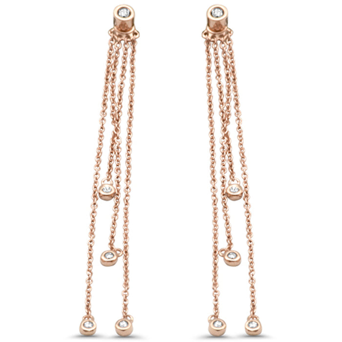 .15ct G SI 14K Rose Gold Diamond Dangling Earrings