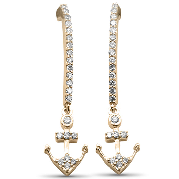 DIAMOND CLOSEOUT! .25ct G SI 14K Yellow Gold Diamond Anchor Dangling Earrings