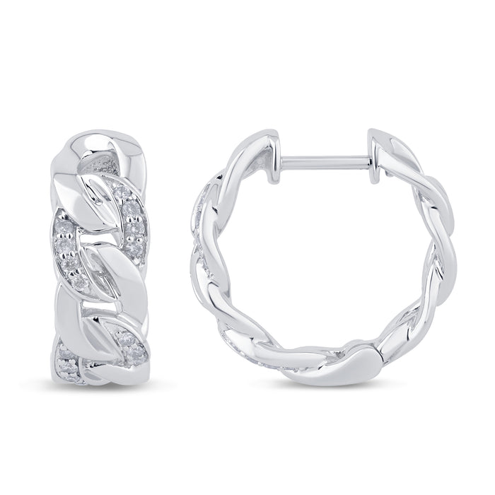 DIAMOND CLOSEOUT! .16ct G SI 14K White Gold Diamond Cuban Hoop Earrings