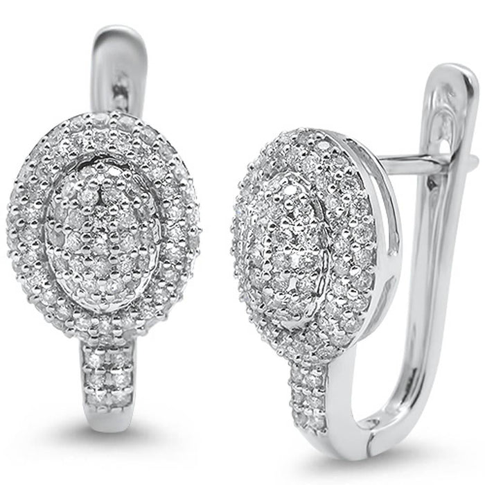 DIAMOND CLOSEOUT! .95ct 14k White Gold Oval Diamond Lever Back Earrings