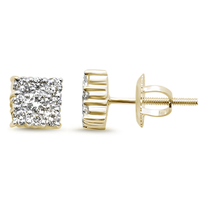 SPECIAL! .52ct G SI 14K Yellow Gold Diamond Square Shaped Earrings Screw Back