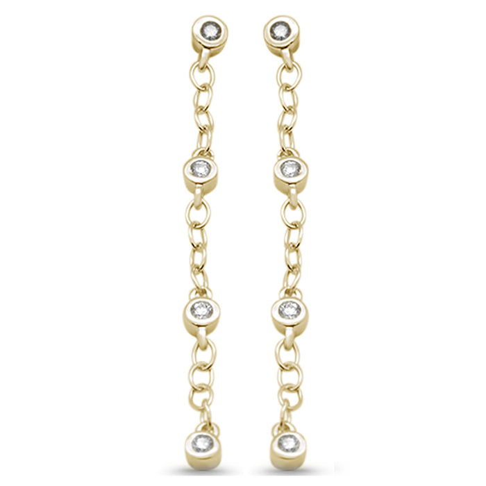 DIAMOND CLOSEOUT! .19ct G SI 14K Yellow Gold Diamond Drop Chain Style Earrings Screw Back