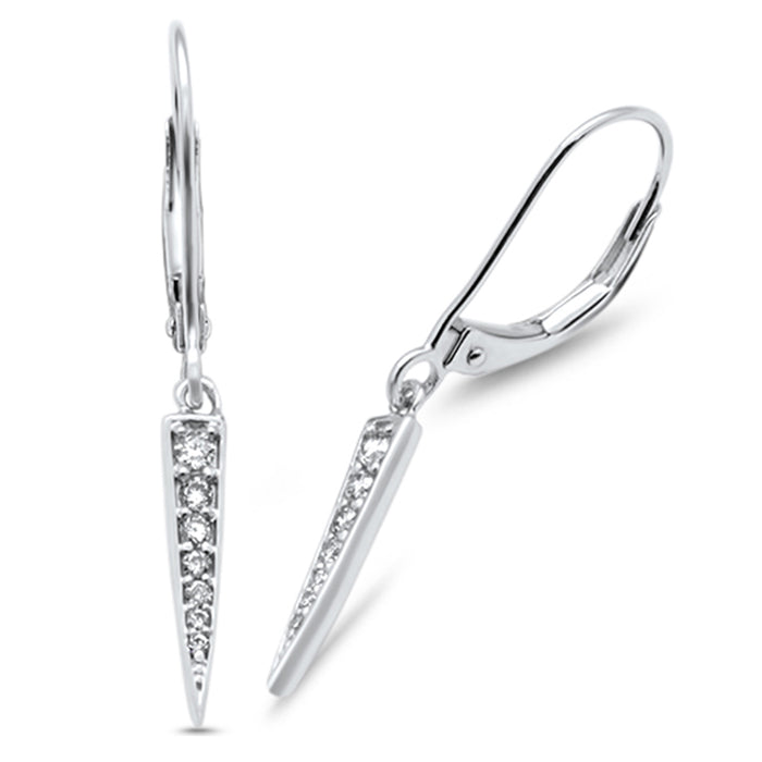 .15ct G SI 14K White Gold Diamond Hoop Dangling Earrings Lever Backing