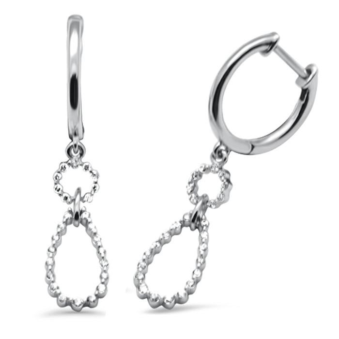 DIAMOND CLOSEOUT! .24ct G SI 14K White Gold Diamond Dangling Hoop Earrings with Post & Click Backings