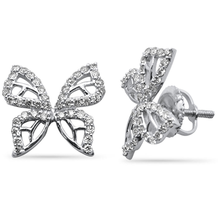 DIAMOND CLOSEOUT! .40ct G SI 14K White Gold Diamond Butterfly Earrings Screw Back