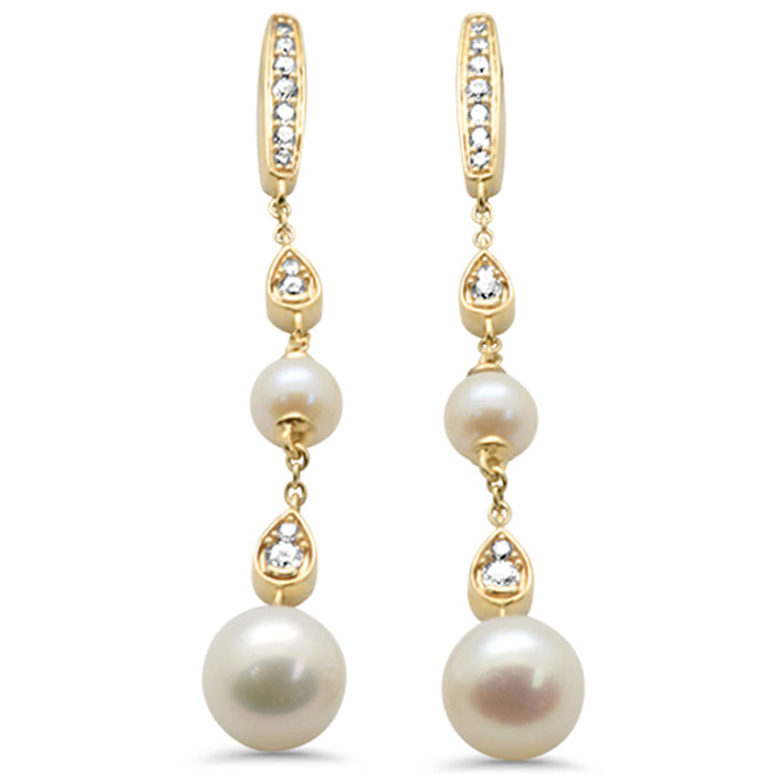 SPECIAL! .32ct G SI 14K Yellow Gold Diamond Pearl Drop Earrings