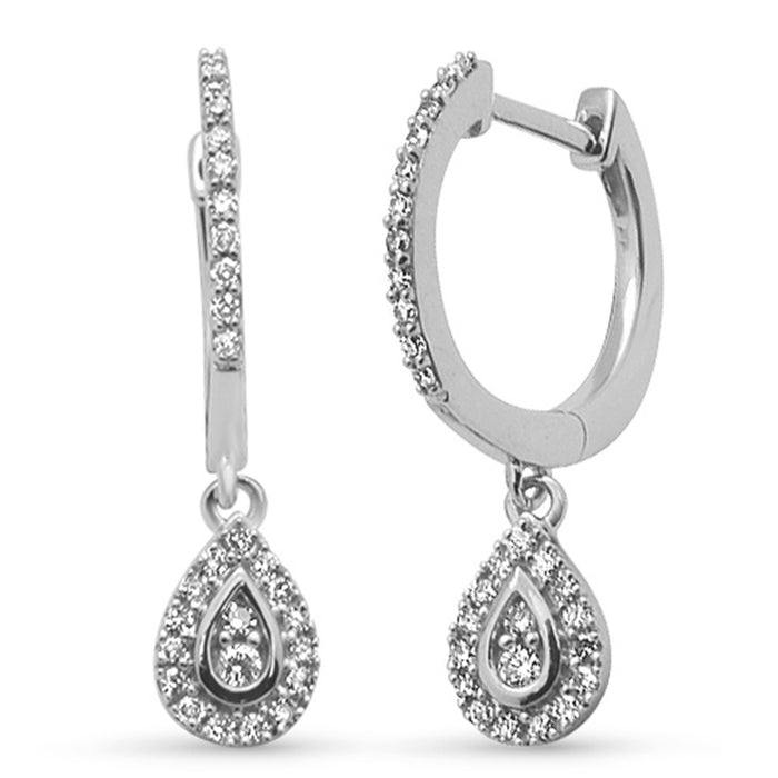 DIAMOND CLOSEOUT! .25ct G SI 14K White Gold Diamond Pear Shaped Drop Huggie Earrings