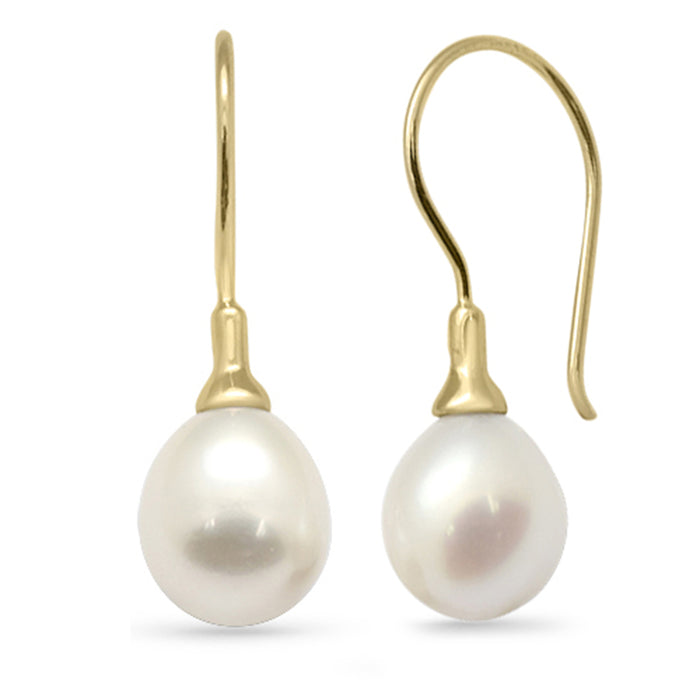 DIAMOND CLOSEOUT! G SI 14K Yellow Gold Diamond Pearl Hook Earrings Hook Post