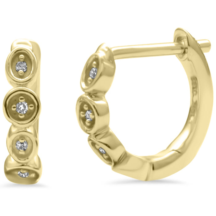 DIAMOND CLOSEOUT! .03ct G SI 14K Yellow Gold Diamond Hoop Earrings