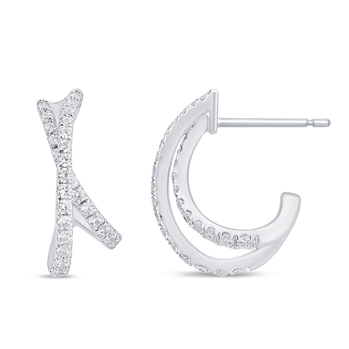 DIAMOND CLOSEOUT! .44ct G SI 14K White Gold Diamond Twisted J Hoop Earrings