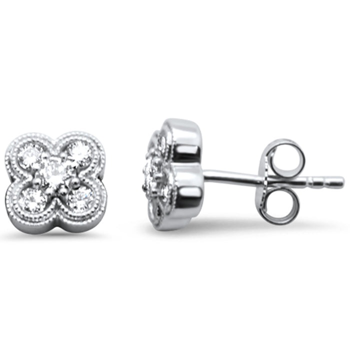 SPECIAL! .40ct G SI 14K White Gold Diamond Clover Flower Stud Earrings