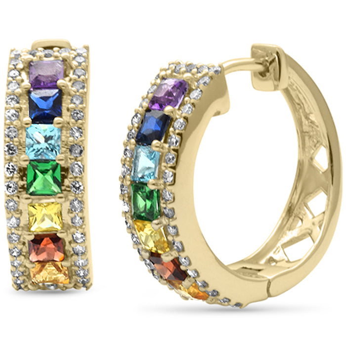 DIAMOND CLOSEOUT! 1.81ct G SI 14K Yellow Gold Diamond Multi Color Hoop Earrings