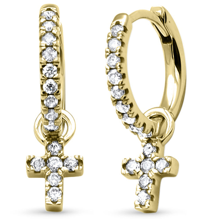 SPECIAL! .33ct G SI 14K Yellow Gold Diamond Dangling Cross Earrings