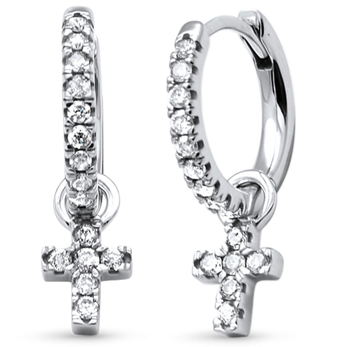 SPECIAL! .33ct G SI 14K White Gold Diamond Dangling Cross Earrings