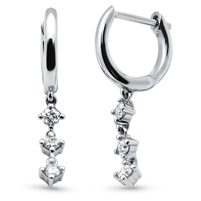 DIAMOND CLOSEOUT! .22ct G SI 14K White Gold Diamond Dangling Hoop Earrings