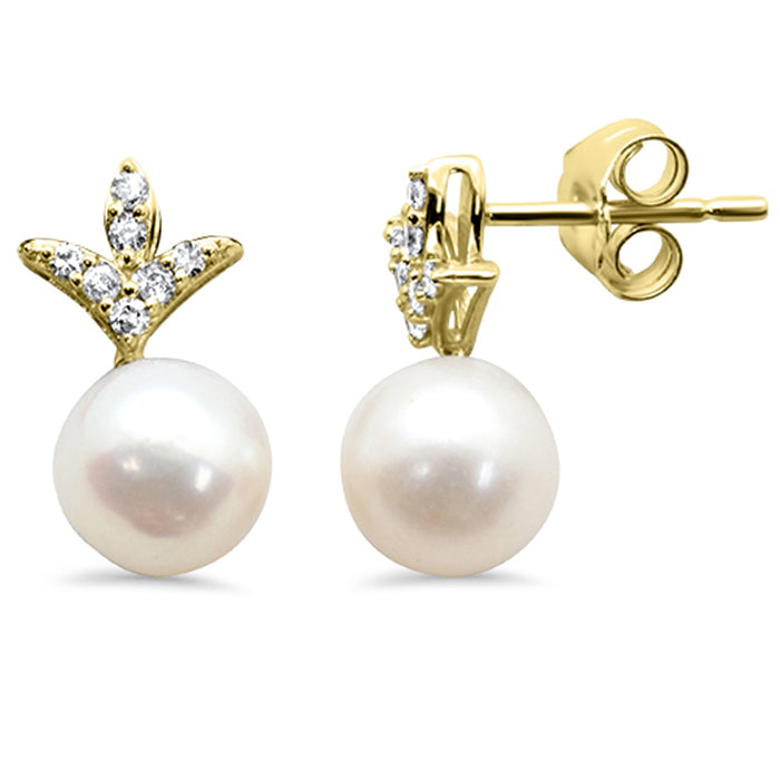 DIAMOND CLOSEOUT! 3.45ct G SI 14K Yellow Gold Diamond Pearl Dangling Earings