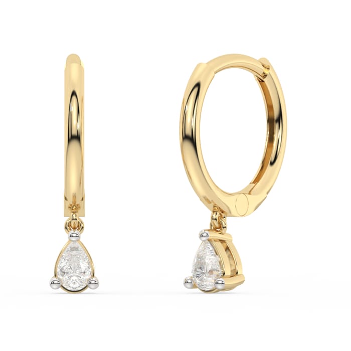.14ct G SI 14K White Gold Diamond Dangling Hoop Earrings