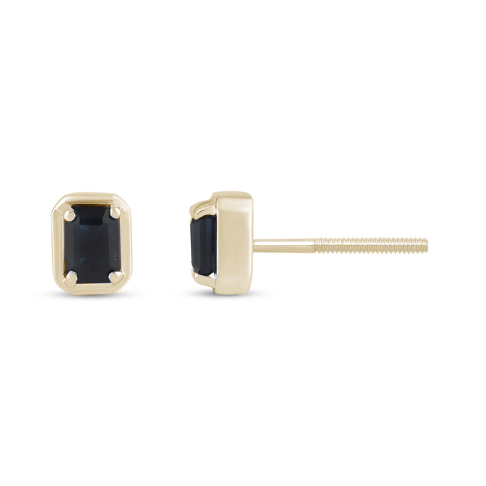 .51ct G SI 14K Yellow Gold Blue Sapphire Gemstone Stud Earrings