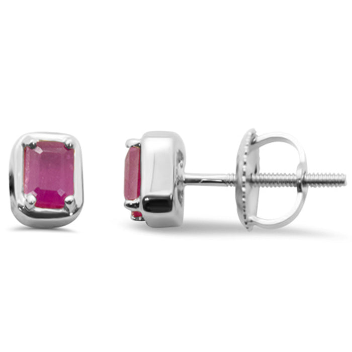 .52ct G SI 14K White Gold Ruby Gemstone Stud Earrings