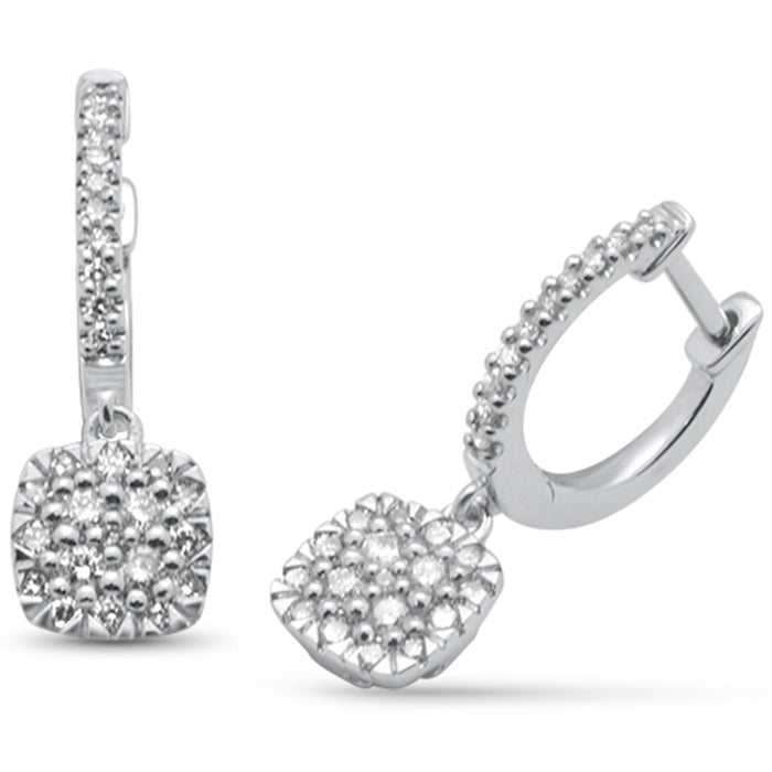 DIAMOND CLOSEOUT! .50ct G SI 14K White Gold Diamond Square Hoop Dangle Earrings