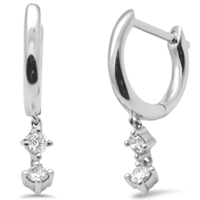 DIAMOND CLOSEOUT! .15ct G SI 14K White Gold Diamond Petite Dangling Hoop Earrings