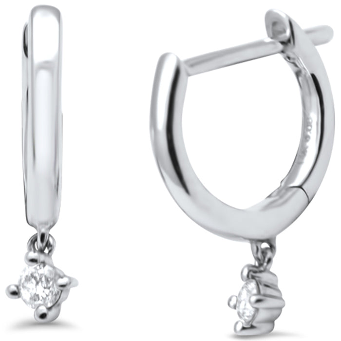 .08ct G SI 14K White Gold Diamond Petite Dangling Hoop Earrings