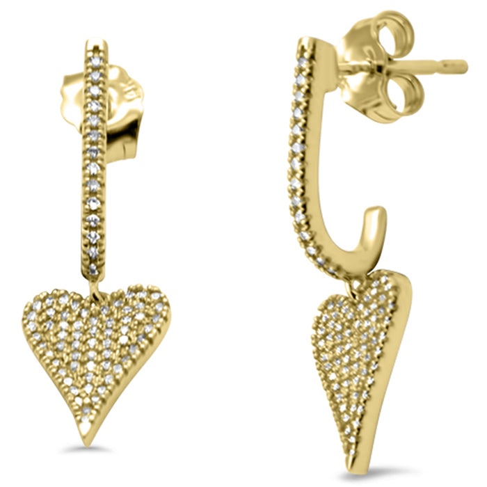 SPECIAL! .25ct G SI 14K Yellow Gold Diamond Arc Shape Heart Dangling Earrings
