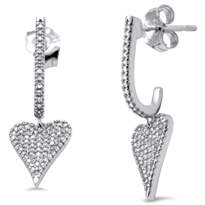 DIAMOND CLOSEOUT! .25ct G SI 14K White Gold Diamond Arc Shape Heart Dangling Earrings