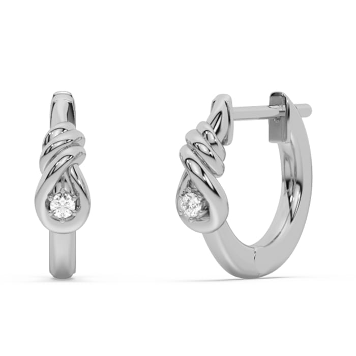 .05ct G SI 14K White Gold Diamond Knot Style Hoop Earrings
