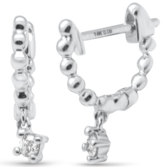 .08ct G SI 14K White Gold Diamond Petite Hoop Earrings
