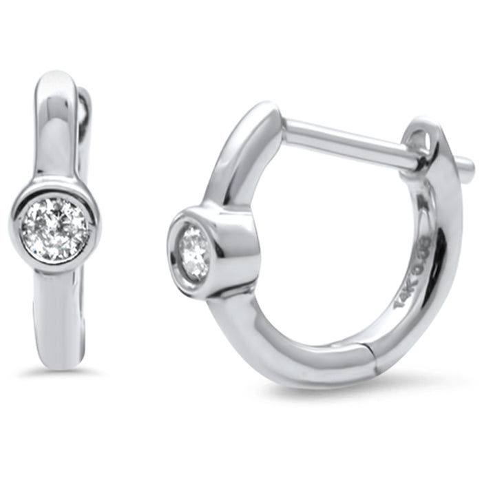 DIAMOND CLOSEOUT! .08ct G SI 14K White Gold Diamond Petite Hoop Earrings