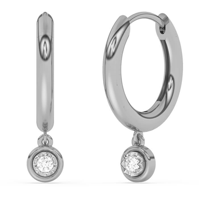 DIAMOND CLOSEOUT! .08ct G SI 14K White Gold Diamond Petite Hoop Earrings