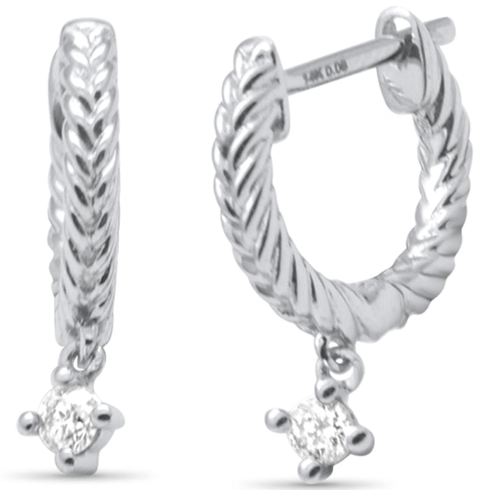 DIAMOND CLOSEOUT! .08ct G SI 14K Yellow Gold Diamond Petite Dangling Hoop Earrings
