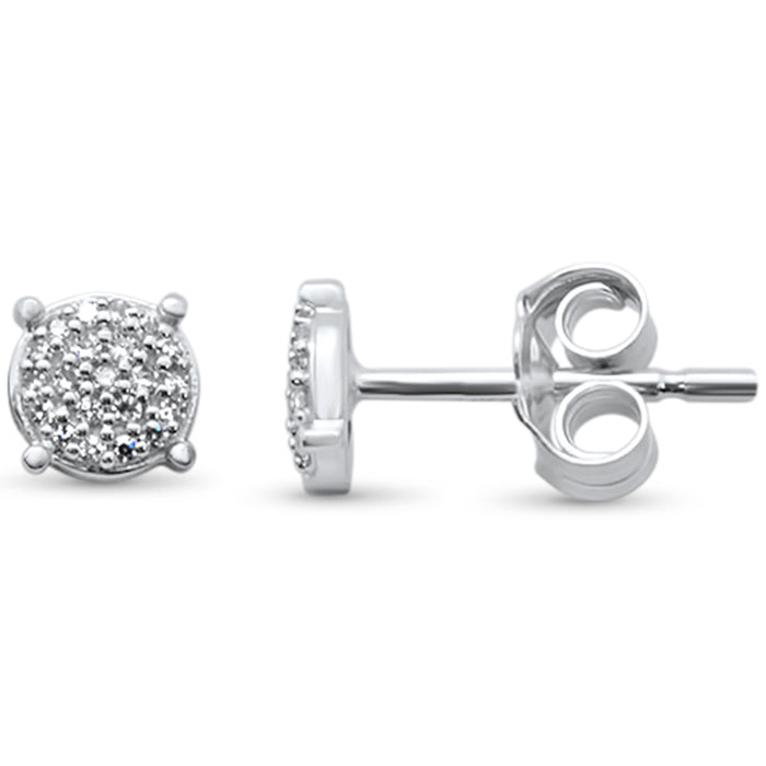 .08ct G SI 14K Yellow Gold Diamond Round Earrings Pushback