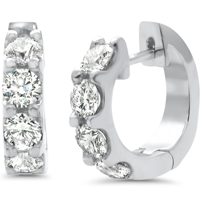 SPECIAL! 1.36ct G SI 14K White Gold Round Diamond Hoop Huggie Earrings