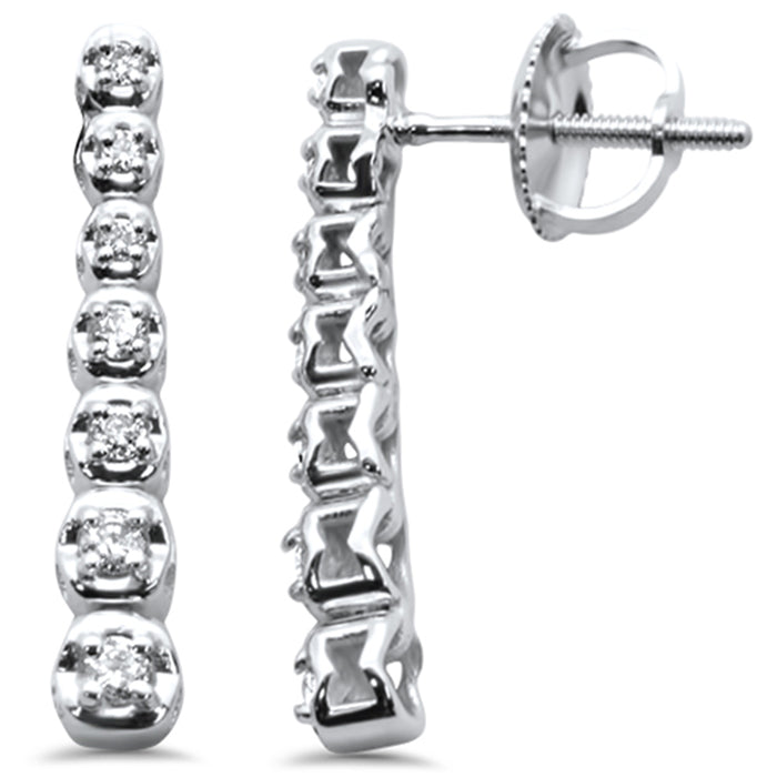 DIAMOND CLOSEOUT! .21ct G SI 14K White Gold Diamond Graduated Stones Drop Earrings