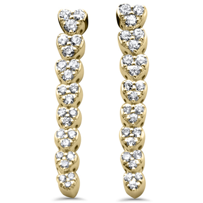 DIAMOND CLOSEOUT! .36ct G SI 14K Yellow Gold Diamond Heart Shapes Drop Earrings