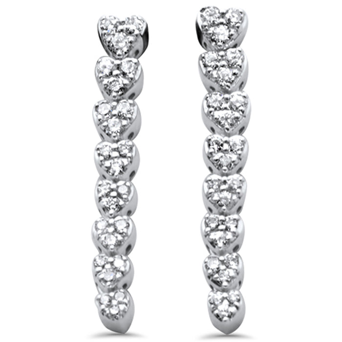 DIAMOND CLOSEOUT! .34ct G SI 14K White Gold Diamond Heart Shapes Drop Earrings