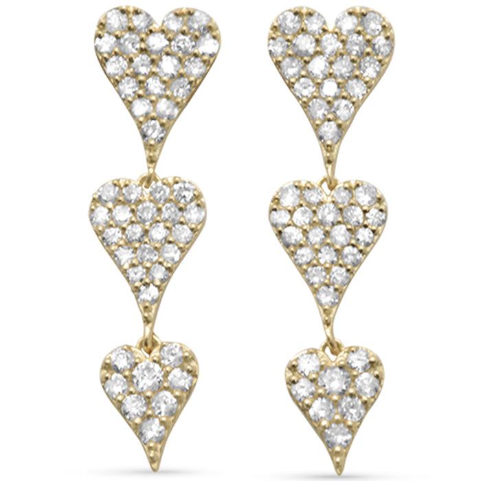 SPECIAL!.54ct G SI 14K Yellow Gold Diamond Heart Shape Dangling Earrings