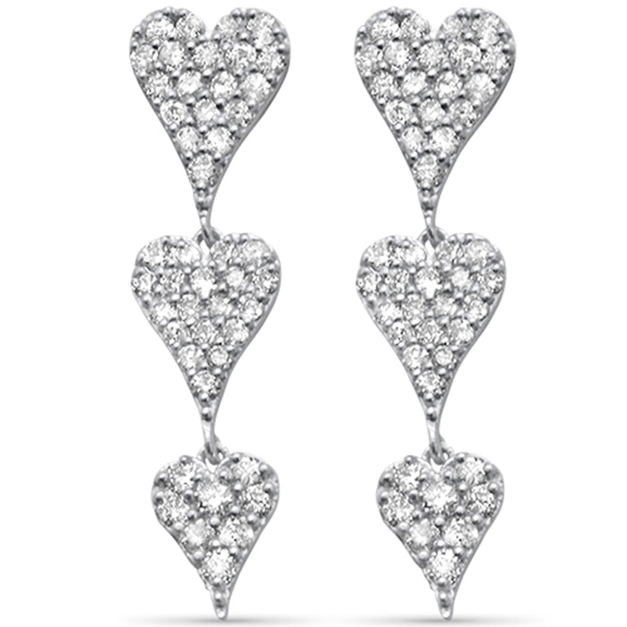 DIAMOND CLOSEOUT! .54ct G SI 14K White Gold Diamond Heart Shape Dangling Earrings