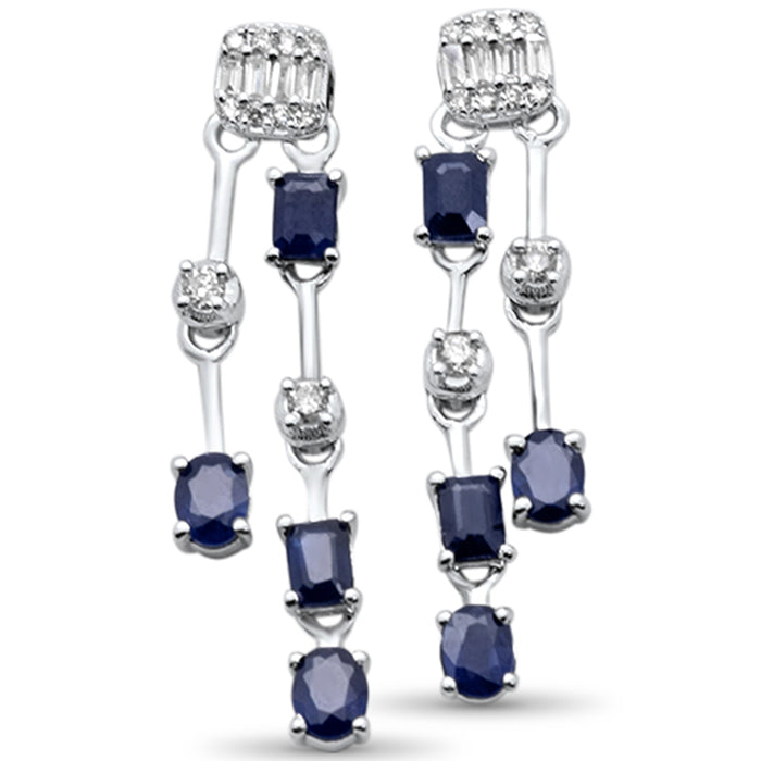 DIAMOND CLOSEOUT! 1.93ct G SI 14K White Gold Diamond Blue Sapphire Gemstones Drop Earrings