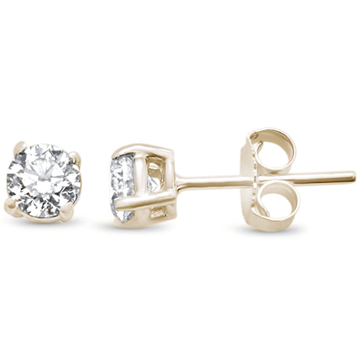 SPECIAL! 1.00ct G SI 14K Yellow Gold Diamond Solitaire Stud Earrings
