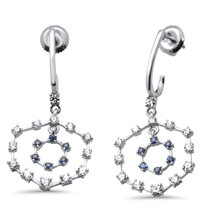 SPECIAL! 1.01ct G SI 14K White Gold Diamond & Blue Sapphire Gemstones Drop Earrings