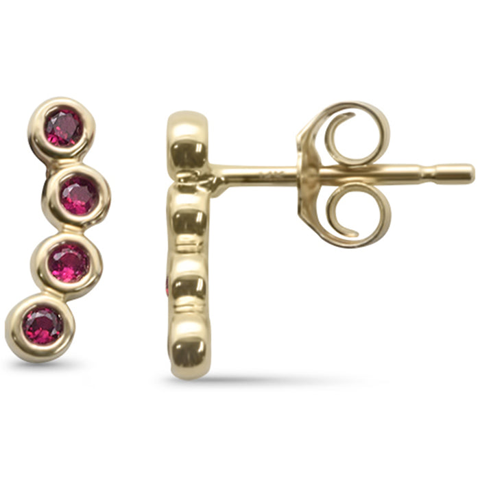 .21ct G SI 14K Yellow Gold Ruby Gemstone Bezel Set Earrings